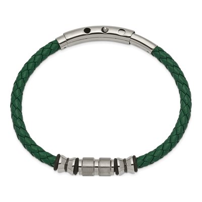 Black Stainless Steel Leather Bracelet – view 3