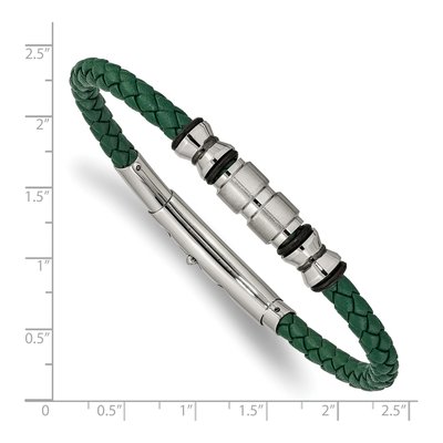 Black Stainless Steel Leather Bracelet – view 4