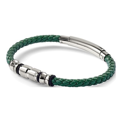 Black Stainless Steel Leather Bracelet – view 6