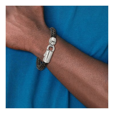 Stainless Steel Braided Leather Bracelet – view 5