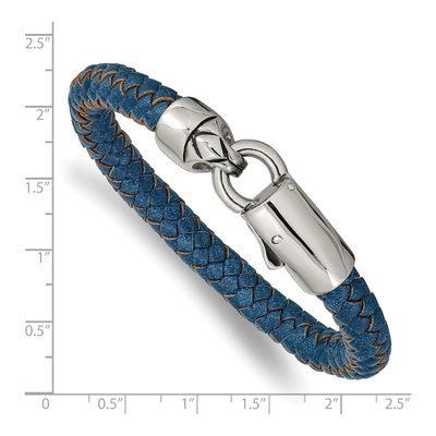 Stainless Steel Blue Leather Bracelet – view 4