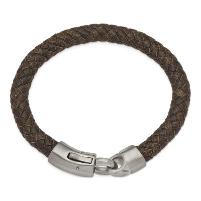 Stainless Steel Brown Leather Bracelet – view 3