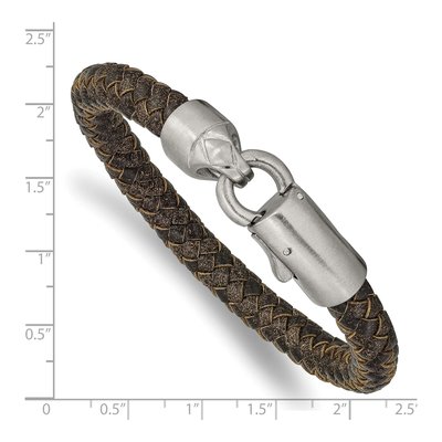Stainless Steel Brown Leather Bracelet – view 4