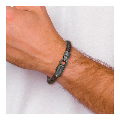 Stainless Steel Braided Leather Bracelet – view 5