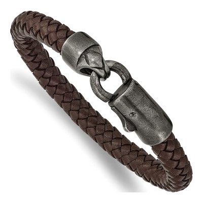 Stainless Steel Braided Leather Bracelet