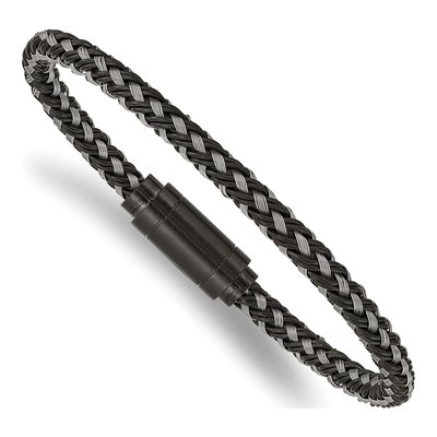 Black Stainless Steel Braided Bracelet