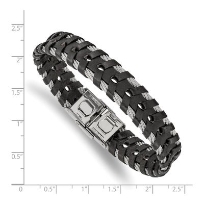Stainless Steel Leather Bracelet – view 4