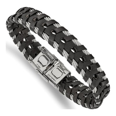 Stainless Steel Leather Bracelet