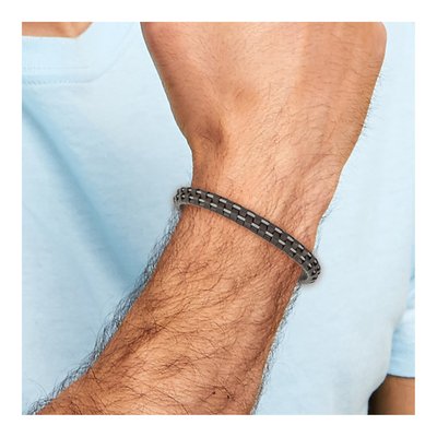 Stainless Steel Brown Leather Bracelet – view 5