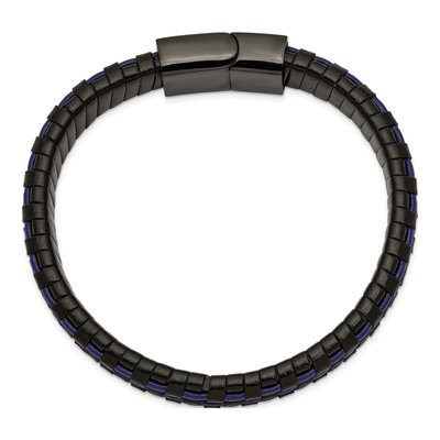 Black Stainless Steel Leather Bracelet – view 3