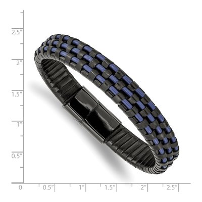 Black Stainless Steel Leather Bracelet – view 4