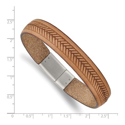 Stainless Steel Tan Leather Bracelet – view 4