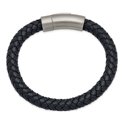 Stainless Steel Grey Leather Bracelet – view 3