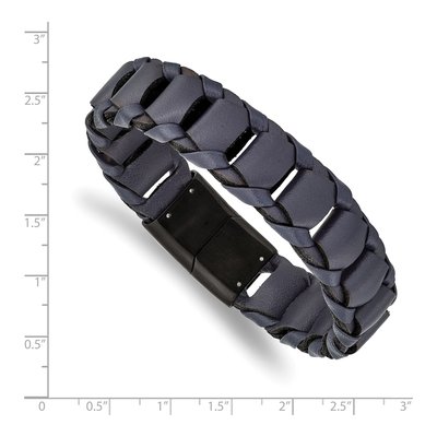 Black Stainless Steel Black Leather Bracelet – view 4