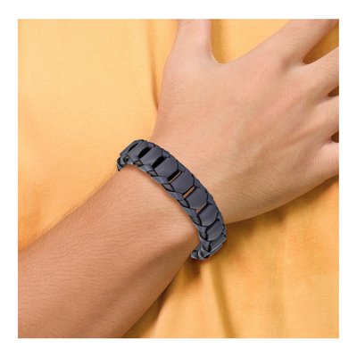Black Stainless Steel Black Leather Bracelet – view 5