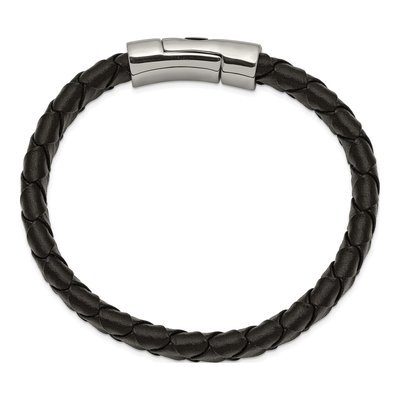 Stainless Steel Cross Leather Bracelet – view 3