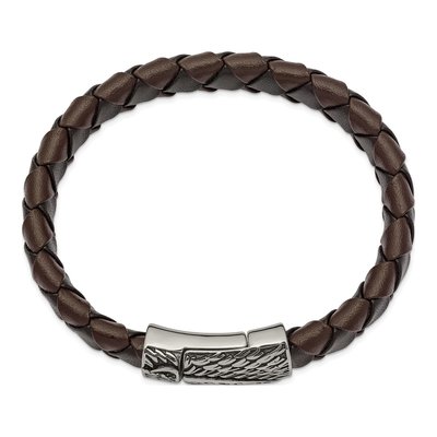 Stainless Steel Sword Leather Bracelet – view 3