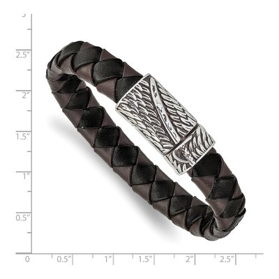 Stainless Steel Sword Leather Bracelet – view 4