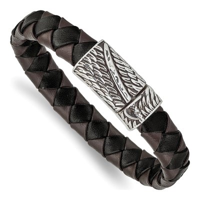 Stainless Steel Sword Leather Bracelet