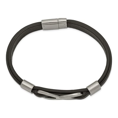 Stainless Steel Infinity Leather Bracelet – view 3