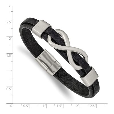 Stainless Steel Infinity Leather Bracelet – view 4