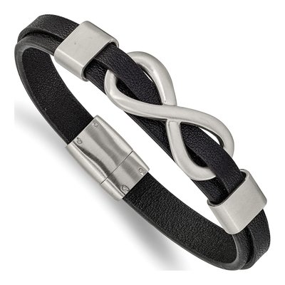 Stainless Steel Infinity Leather Bracelet