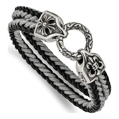 Stainless Steel Braided Leather Bracelet