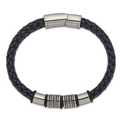 Stainless Steel Braided Leather Bracelet – view 3