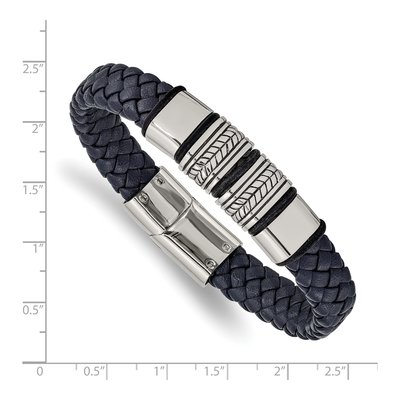 Stainless Steel Braided Leather Bracelet – view 4