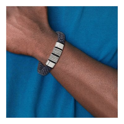Stainless Steel Braided Leather Bracelet – view 5