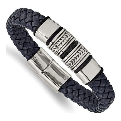 Stainless Steel Braided Leather Bracelet
