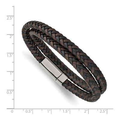 Stainless Steel Braided Leather Wrap Bracelet – view 4
