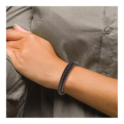 Stainless Steel Braided Leather Wrap Bracelet – view 5