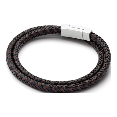 Stainless Steel Braided Leather Wrap Bracelet – view 6