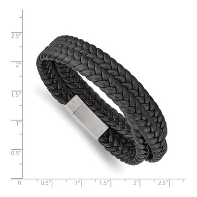 Stainless Steel Braided Leather Wrap Bracelet – view 4