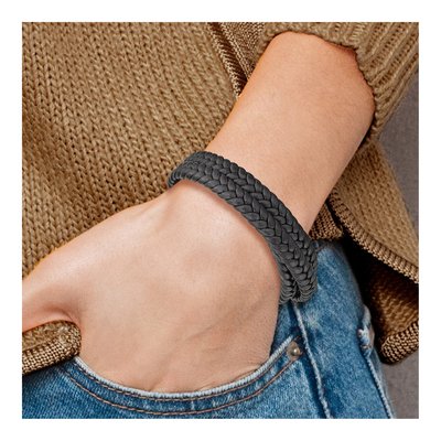 Stainless Steel Braided Leather Wrap Bracelet – view 5