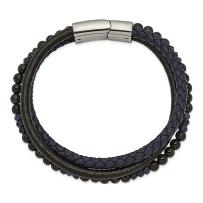 Stainless Steel Leather Bracelet – view 3