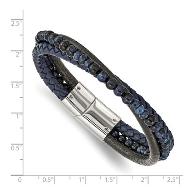Stainless Steel Leather Bracelet – view 4
