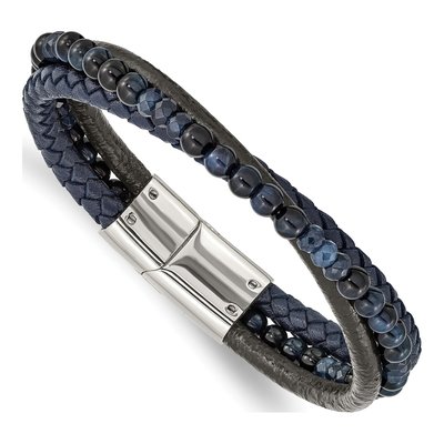 Stainless Steel Leather Bracelet