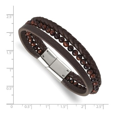 Stainless Steel Tiger's Eye Leather Bracelet – view 4