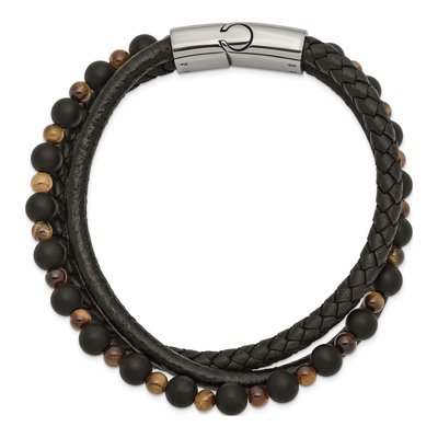 Stainless Steel Agate Tiger's Eye Bracelet – view 3