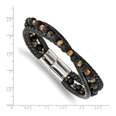 Stainless Steel Agate Tiger's Eye Bracelet – view 4