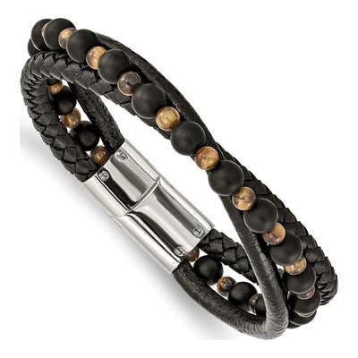 Stainless Steel Agate Tiger's Eye Bracelet
