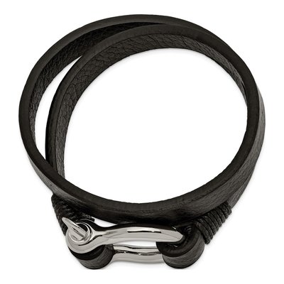 Stainless Steel Leather Wrap Bracelet – view 3
