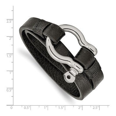 Stainless Steel Leather Wrap Bracelet – view 4