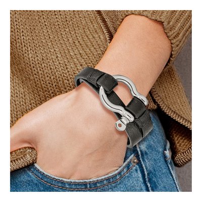 Stainless Steel Leather Wrap Bracelet – view 5
