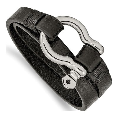 Stainless Steel Leather Wrap Bracelet