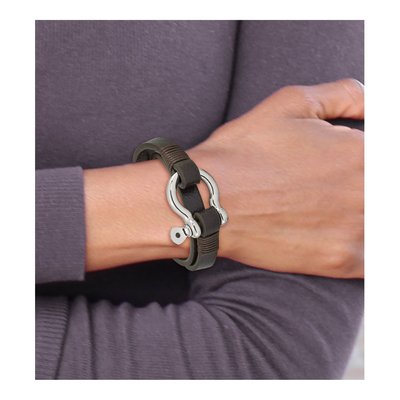 Stainless Steel Brown Leather Wrap Bracelet – view 5