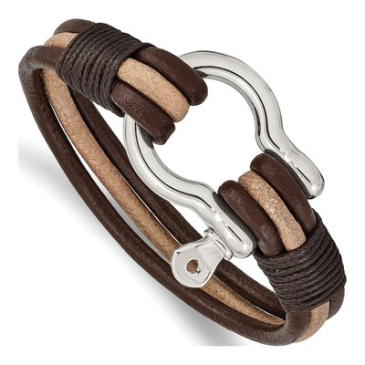 Stainless Steel Leather Bracelet