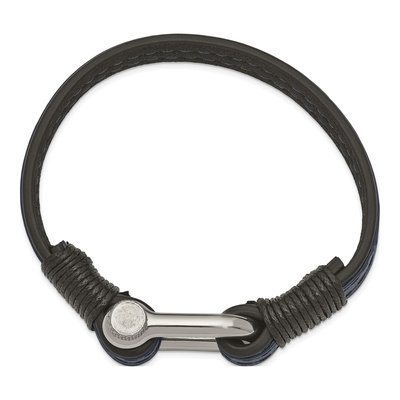 Stainless Steel Leather Shackle Bracelet – view 3